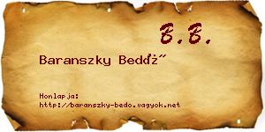 Baranszky Bedő névjegykártya